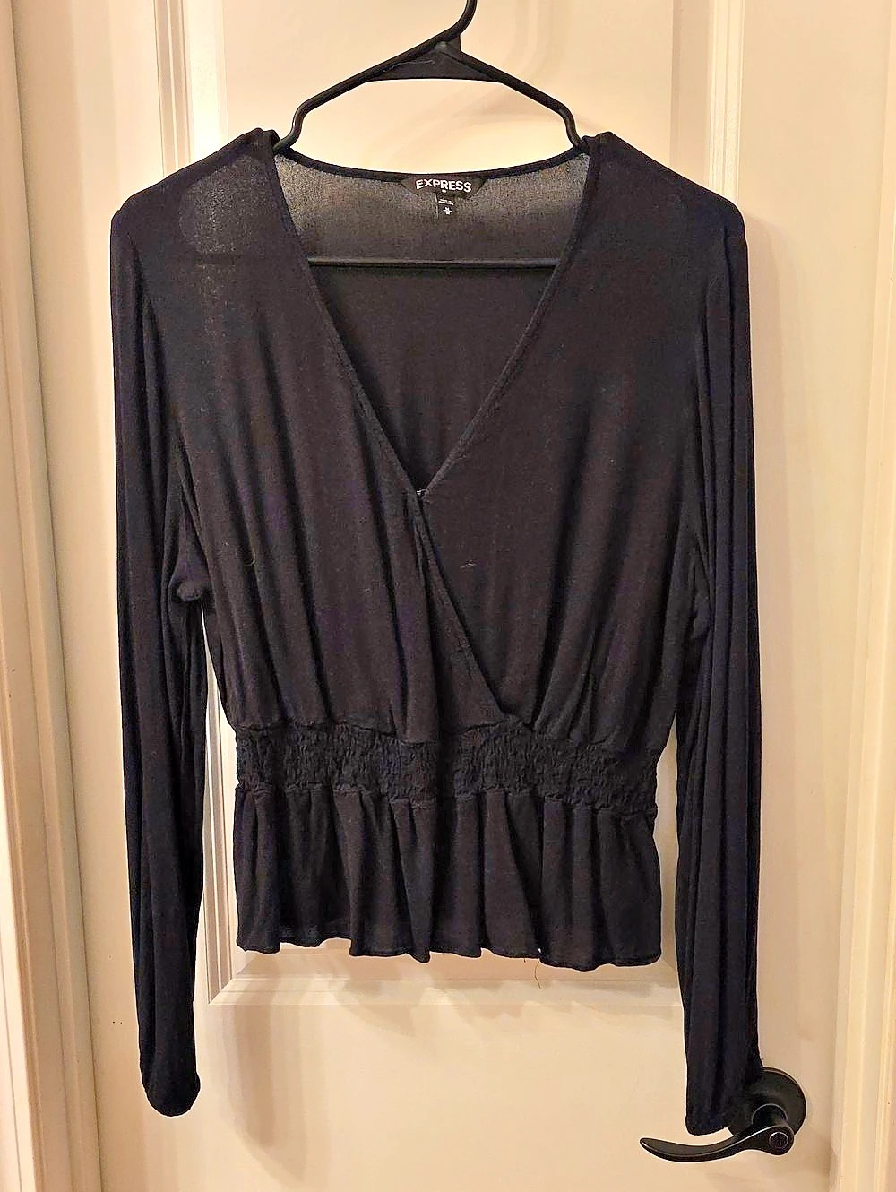 Express Black Long Sleeve Peplum Blouse Size Medium